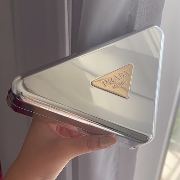 PRADA TRIANGLE METAL CLUTCH - Picture 2 of 3